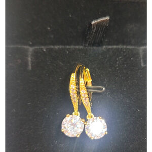 Cossa Dangle Earrings 10K Gold Plated with a 7mm Cubic Zirconia Drop
